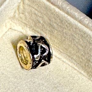 Brighton black silver plated small music note charm bracelet bead